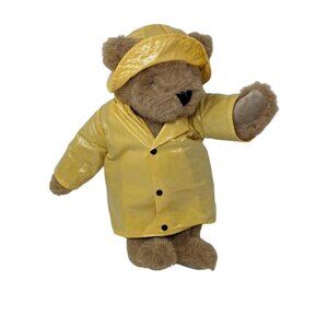 Vintage Vermont Teddy Bear Company Yellow Raincoat Jointed Stuffed Plush Animal